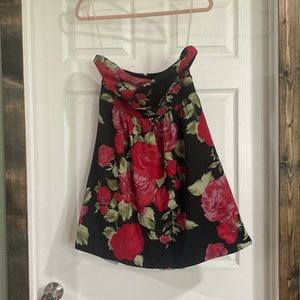 Womens strapless rose dress size medium